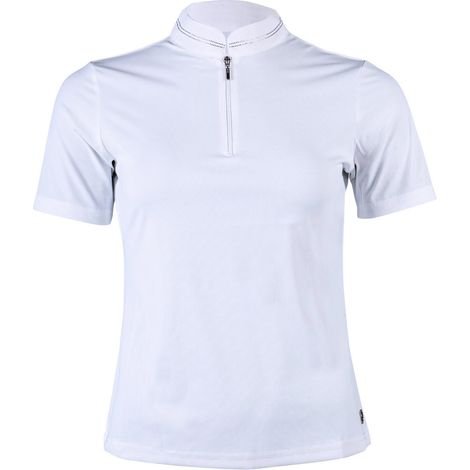 XS, bianco: Maglietta donna da concorso per equitazione modello Amy con file di strass