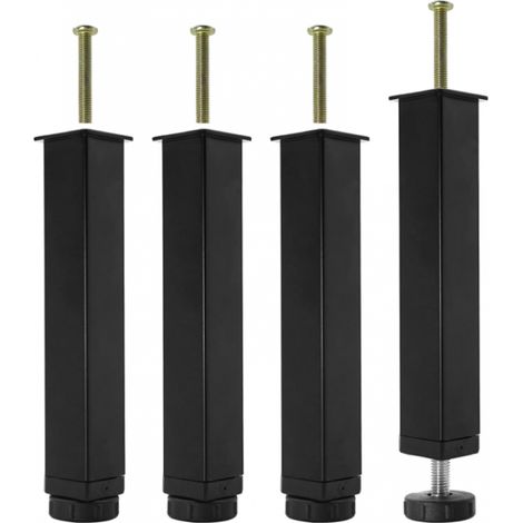 Lot de 4 Pieds Sommier à Lattes Métal 20 cm, Hauteur Réglable, Pieds de Lit Robustesse et Facilité d'Installation