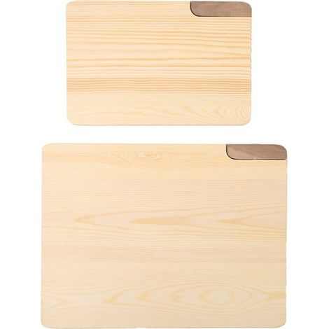 Planche à découper en bois massif de cuisine – Lot de 2 pièces (30 x 20 x 2 cm), idéale pour légumes, viande, fruits et pain (1/5)