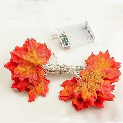 Cadeaux pour Halloween- Orange Artificial Autumn Maple Leaves Pumpkin Garland Led Fairy Lights for Christmas Decoration Thanksgiving Party DIY Decor (1/5)