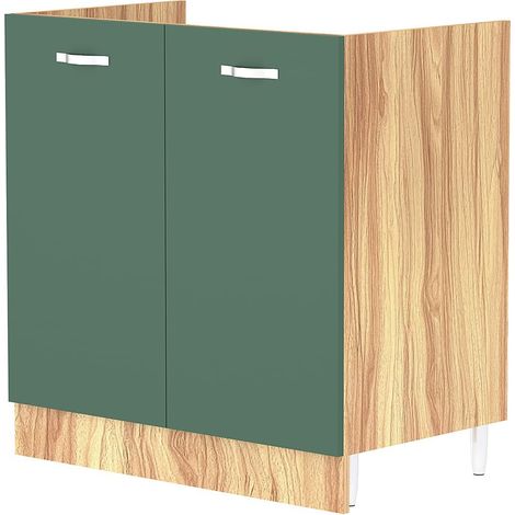 Meuble sous-Sol pour Cuisine 2 Portes modulables Meuble de Base de 80 pour évier Vert, 80 x 50 x 85 cm (1/5)