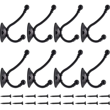 8Pcs Larger Coat Hook Vintage Wall Mounted Metal Door Hat Hook Retro Hook for Coat Rack Bathroom Kitchen