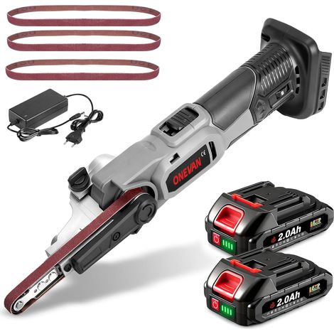 Ponceuse bande sans fil 2 batteries 2.0Ah Adapté petits espaces (1/5)