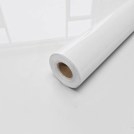 Hochglänzende weiße selbstklebende Tapete – Wandtapete – 60 x 300 cm – Dekorative Vinylfolie für Küchenmöbel (1/5)