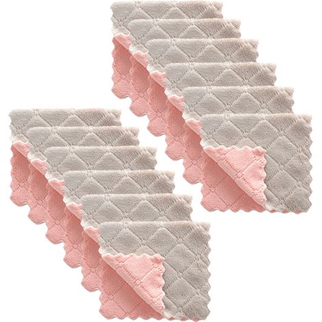 Chiffon De Cuisine - Microfibre Velours Coral - Absorbant Rapide Séchage - Pour Cuisine Maison Voiture Fenêtres - Lot De 12 (1/5)