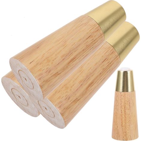 Pieds de meuble de rechange en bois pour usage domestique, ensemble de 4 pieds de lit en bois (1/5)