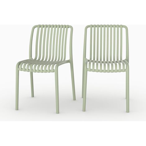 Lot de 2 chaises de jardin empilables en plastique vert pastel - Duli