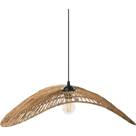Lámpara colgante asimétrica de yute tejida estilo boho con bombilla abierta hecha a mano salón comedor iluminación natural Yaguez