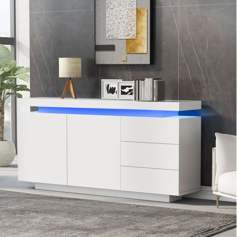 mobile contenitore 140x35x72,5 LED bianco lucido OKMYHOME (1/5)