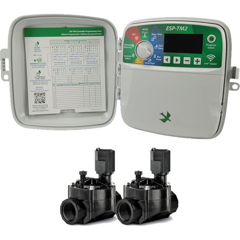 Programmateur d'arrosage extérieur 4 zones Rain Bird ESP-TM2 Arrosage automatique du jardin 2 Electrovannes 100HV 24V 1''
