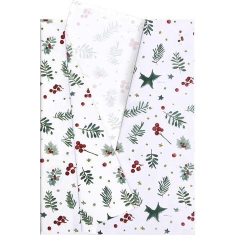 JSSEVN - Packung mit 60 Blatt weihnachtlichem Seidenpapier, 50 x 35 cm, rot (1/5)