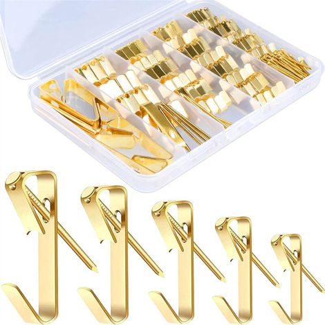 Ganci per quadri, 136 pezzi, 5 misure, kit di montaggio comprensivo di ganci da 10/20/30/50/100 libbre, kit di ferramenta resistente. - AquaForge (1/5)