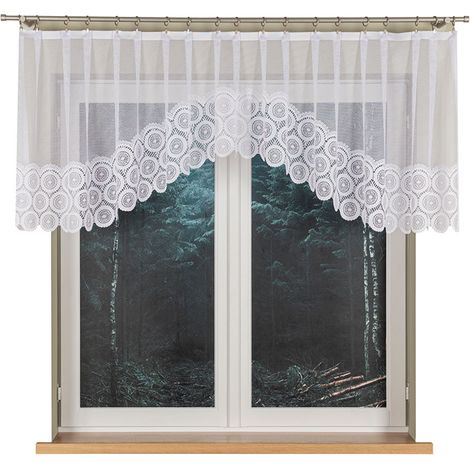 Malwina - Rideau jacquard prêt à poser avec fente en bas - 310 x 80 cm - blanc (1/5)