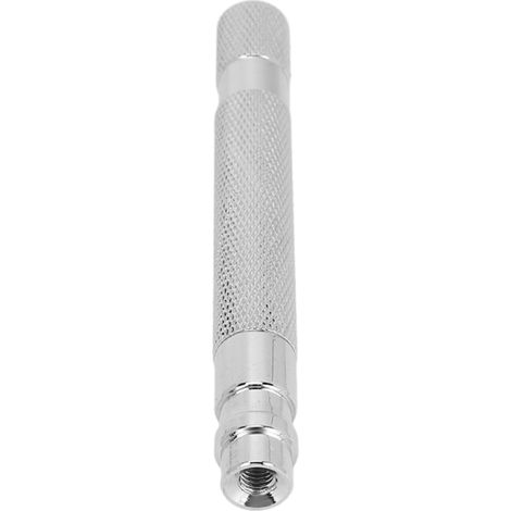 Manche de Rasoir Métallique Antidérapant, Petit et Portable, Réutilisable, Pratique pour Rasage à Domicile et en Voyage, Argent (1/5)