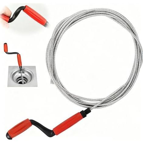 5m Universal Cleaning Spiral - Spiral Drain Unblocker For stubborn blockages in toilets, sinks and bathtubs (1/5)