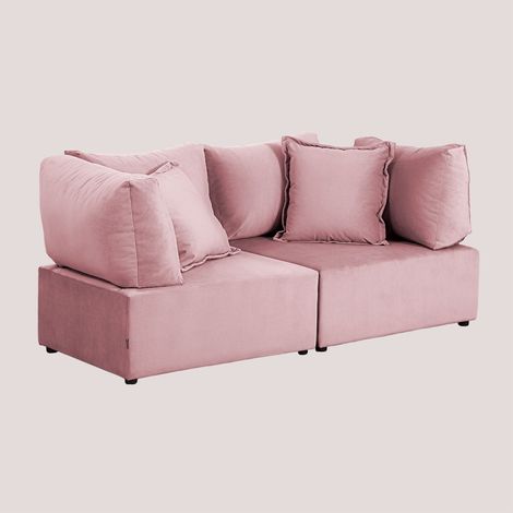 Divano modulare a 2 pezzi con 2 poltrone angolari in velluto Kata SKLUM        Rosé    