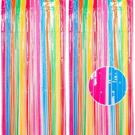 Set mit 2 Regenbogen-Glitzer-Türvorhängen aus Aluminium, 1 x 2,5 m, für Geburtstagsfeiern, Schule, Jugendabschlussfeiern (1/5)