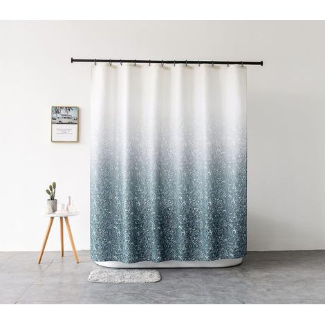 Waschbarer, schimmelresistenter Duschvorhang aus Stoff mit 12 C-Ringen – 150 x 180 cm (B x H) (1/4)