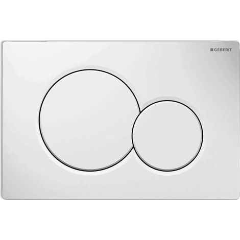Geberit – Plaque de commande WC rectangulaire en ABS – Dimensions 24 x 16 cm – Finition blanche – Pour déclenchement frontal (1/3)