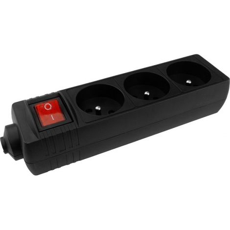 Bloc multiprise 3 prises avec terre et interrupteur sans câble noir 3000 W 13 A Ecolight (1/5)