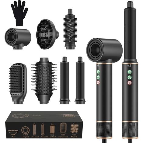 Air Styler 7 en 1 Airbrush Hair Styler avec 1300W Sèche-cheveux de 110000 tr/min 20M/S pour un Séchage Rapide, Hair Styler de 320 Millions d'Ions Brosse Lissante ＆ Brosse Volumisante (1/5)