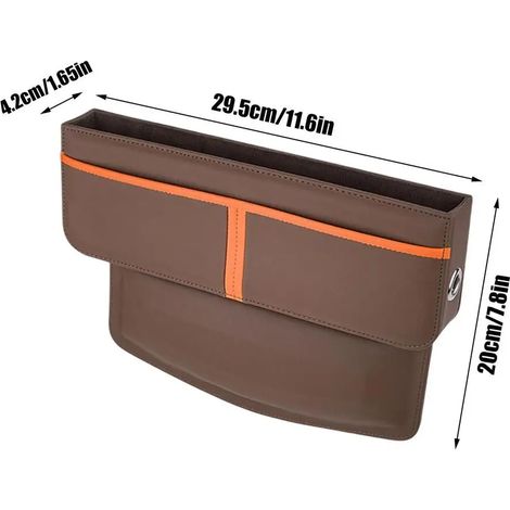 (Marron) Organisateur de rangement pour espace entre les sièges auto, boîte de rangement latérale pour console centrale, (1/5)