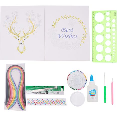 Kit de débutant pour outil de quilling en papier : 36 bandes colorées, stylet de quilling, épingles perles, bricolage artisanal en papier (1/5)
