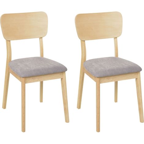 Comodo set di 2 sedie da pranzo Seduta imbottita Legno chiaro Grigio chiaro Minier