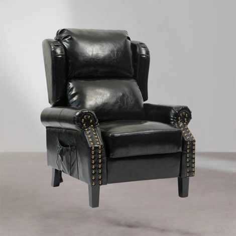 Fauteuil relax Wing avec 6 points de massage en simili cuir couleur noire H106xL91xP86. (1/3)