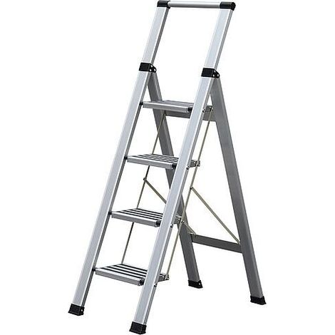 Escabeau à marches Step+Store 4 marches avec barre de maintien (1/2)