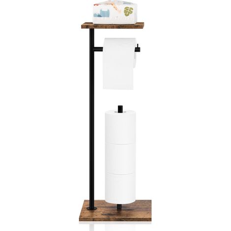 Support de Papier Toilette avec réserve - Support de Rangement pour Papier Toilette Noir avec étagère pour Salle de Bain - Peut contenir des lingettes, des téléphones Portables, des méga Rouleaux (1/5)