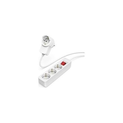 Multiprise 3+1 Prises 16A avec Interrupteur (Rallonge multiprises 1.4m, Bloc 3 Prises +1 sur Le connecteur, Type F Schuko, 3680W Max, Idéal Bureau PC luminaires Atelier Meuble TV Garage) Blanc