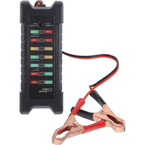 Testeur de batterie automobile 12V/24V Battery Mate, testeur numérique d'état d'alternateur avec affichage LED et pince (noir)-14X5.3CM-Black (1/2)