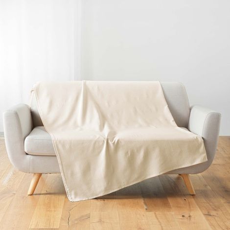 Douceur d'Intérieur Lucile - Coperta in policotone naturale, 180 x 220 cm