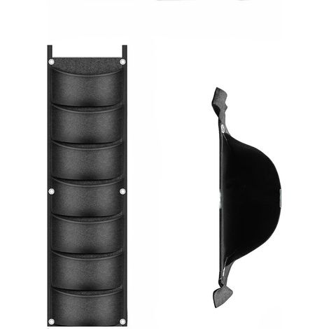 Jardinière murale verticale 1 pièce avec 7 poches en tissu non tissé respirant noire pour plantes fleurs herbes aromatiques appartements balcons jardins et décoration murale (1/5)