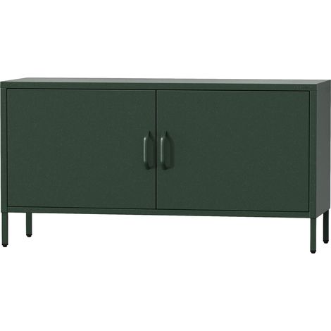 Jan Nowak Fernsehschrank ROSA TV Schrank TV mit Beinen Board für Wohnzimmer, Schlafzimmer Metall Fernsehtisch mit Türen und Stauraum, 115 x 59,5 x 40 cm, Flaschengrün (1/5)