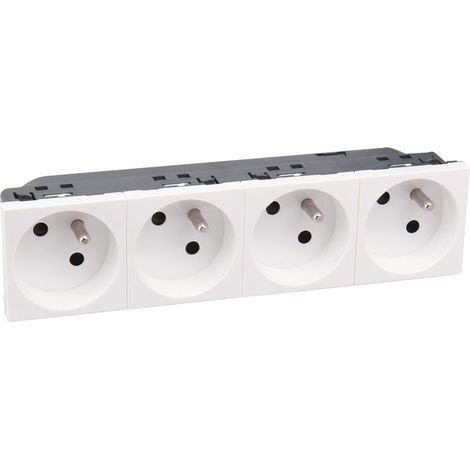 Legrand 077144 - Prise multi supports Prog Mosaic - 4x2P+T à 45° - bornes auto - 8 mod - blanc