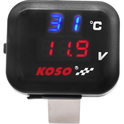 Voltmètre, thermomètre et chargeur USB numérique universels KOSO pour motos Vespa, Yamaha TMAX et XMAX (réf. 24056) (1/2)