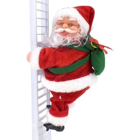 Père Noël électrique grimpant sur une échelle, avec musique, décoration de Noël (1/5)