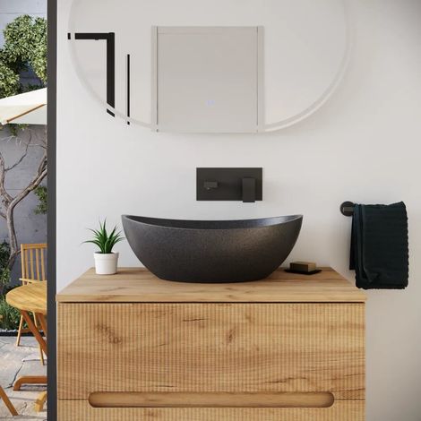 Lavabo da appoggio ovale in microcemento 54 8x34 8x18 5 cm nero Onega (1/4)