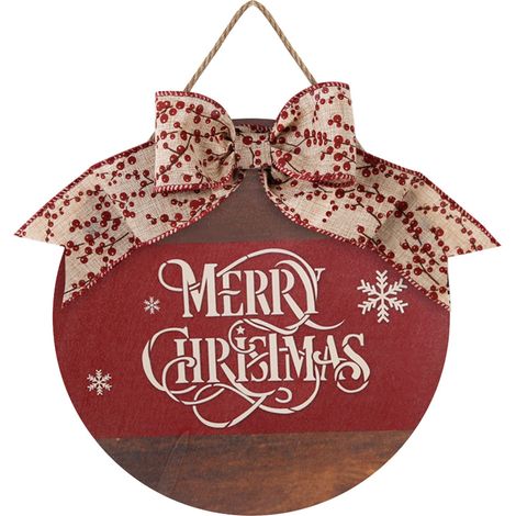 Panneau Décoratif De Noël En Bois - 32 X 28 X 0,5 Cm - Pour Porte Intérieure Extérieure Mur Arbre De Noël - 1 Pièce (1/5)