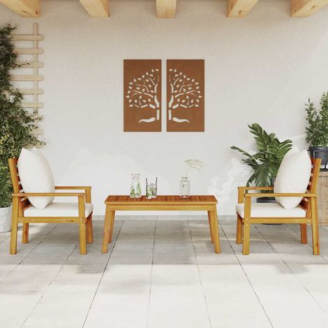 vidaXL Set Mobili da Giardino 3pz con Cuscini Legno Massello di (1/5)