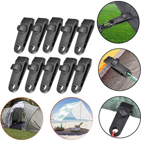 Clip per tende, clip per teloni per coperture, confezione da 10, clip per teloni bloccabili, clip per tende, clip per teloni per il fissaggio di tende, clip per teloni per tende K (1/5)