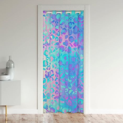 Léopard Imprimer Rideau de Porte 86x203cm Guépard Rideau Occultant Rideaux Enfants Chasse Rideaux Interieur Salon Chambre pour Chambre Salon Rideaux Exterieur d'entrée Bleu Rose Blanc Fenêtre Décor - (1/5)