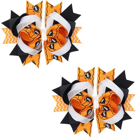 Épingle à cheveux d'Halloween arc multicouche épingle à cheveux pour enfants bandeau d'Halloween bandeau de citrouille infantile pinces à cheveux arc (clips araignée) (1/2)