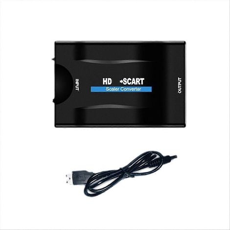 Convertisseur audio/vidéo SCART compatible avec adaptateur secteur pour décodeur TVHD, lecteur DVD et signal TV 1080p (1/5)