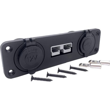 Offgridtec telaio da incasso doppio SB50 Anderson 90A + 2 porte USB + presa accendisigari 12V, IP65 resistente all’acqua, plastica di alta qualità, montaggio Anderson 12V-24V DC per sistemi solari (1/5)