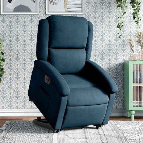 Relaxsessel mit Aufstehhilfe Elektrisch Blau Samt