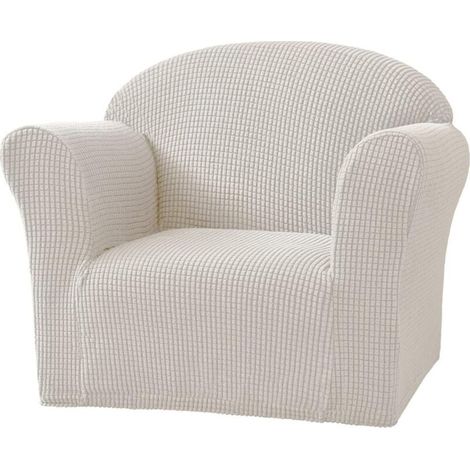 Housse de fauteuil enfant (ivoire), housse de canapé enfant en jacquard élastique, lavable, idéale pour la chambre d'enfant (1/5)