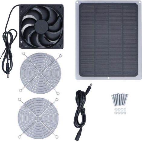 Jeffergarden Ventilateur à panneau solaire 6W avec filet de protection, serre étanche pour poulailler pour l'extérieur